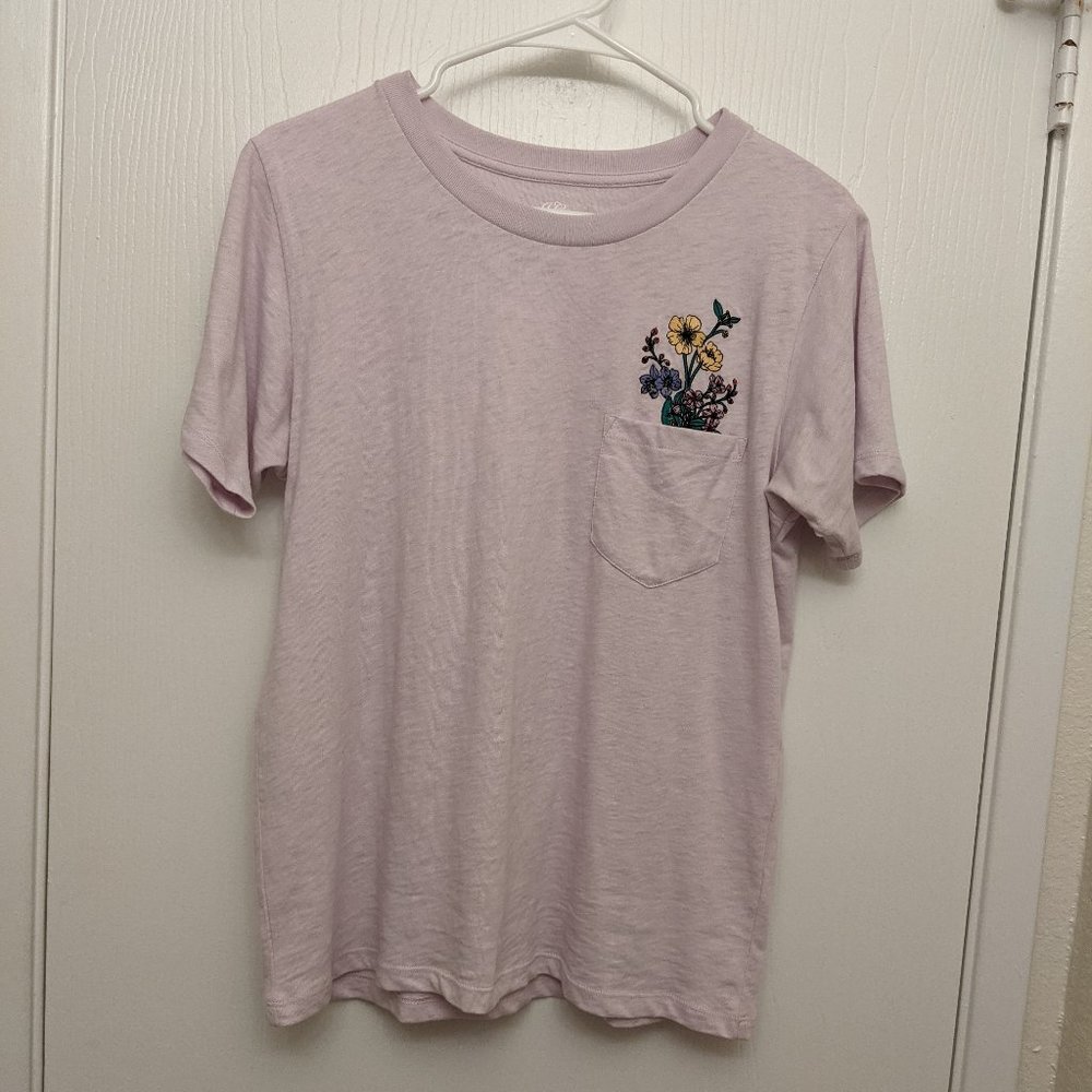 J. Crew Floral Embroidered Pocket T-Shirt